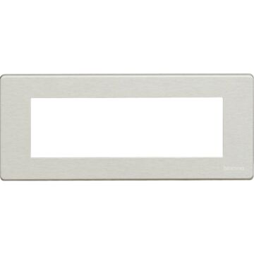 Placa embellecedora magic de color aluminio natural de 6 módulos