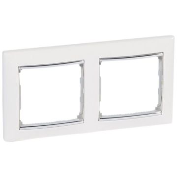 Placa embellecedora valena de 2 elementos de color blanco y plata para montaje horizontal