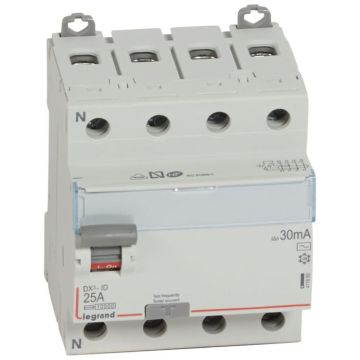 Interruptor diferencial dx³ - 4p- 400v~- 25a - tipo ac - 30ma - 4 módulos
