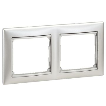Placa embellecedora valena de 2 elementos de color aluminio brillante para montaje horizontal