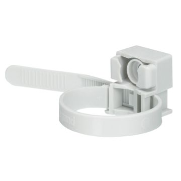 Brida con base de fijación para tubos. uso interior. para tubo de ø16 a 32mm. con estriado interior. gris ral 7035
