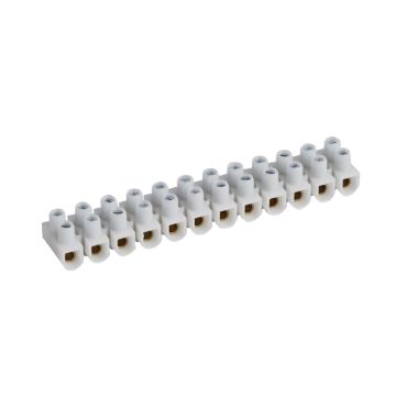 Regleta de conexión nylbloc™. 12 bornas con capacidad 6mm². intensidad máx 41a. blanco incoloro