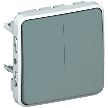 Conmutador doble plexo modular gris - 10ax