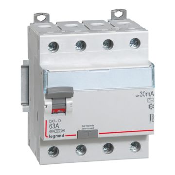 Interruptor diferencial dx³ - 4p- 400v~- 63a - tipo ac - 30ma - 4 módulos