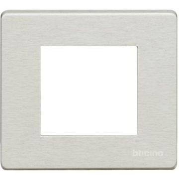 Placa embellecedora magic de color aluminio natural de 2 módulos