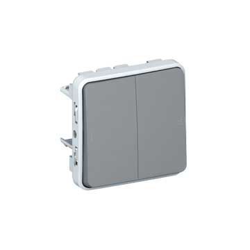Pulsador doble na+nc plexo modular gris - 10 a