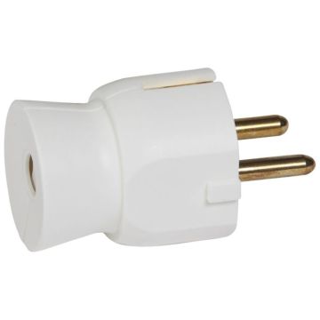 Clavija 2p+t 1 6a salida cable recta . blanco