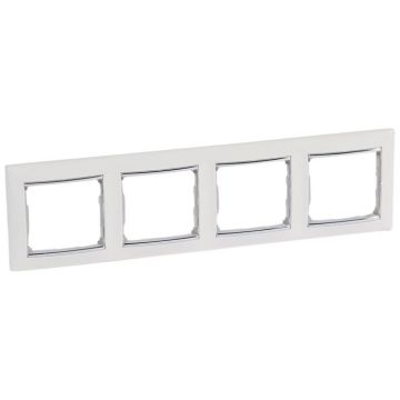 Placa embellecedora valena de 4 elementos de color blanco y plata para montaje horizontal o vertical