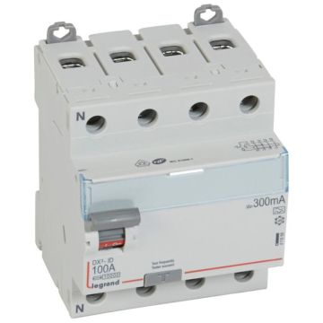 Interruptor diferencial dx³ - 4p- 400v~- 100a - tipo a - 300ma - 4 módulos