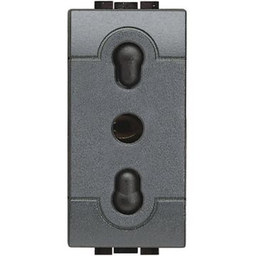 Base 2p+t livinglight - estándar italiano - conexión por tornillos - antracita - 1 módulo