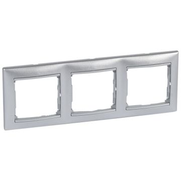 Placa embellecedora valena de 3 elementos de color aluminio brillante para montaje horizontal