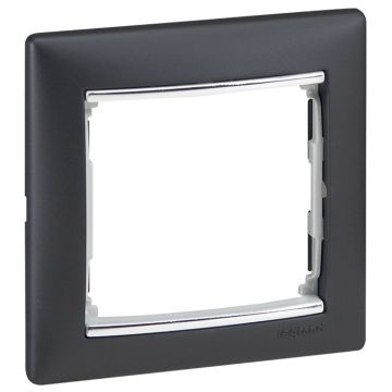 Placa embellecedora valena de 1 elemento de color negro y plata
