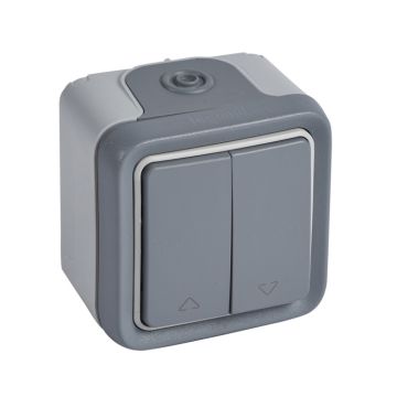 Doble pulsador de control de caja de automatismo de persiana plexo monobloc gris