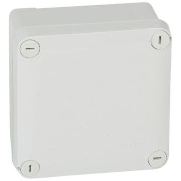 Caja de derivación para conexiones, plexo ip55, cuadrada. dimensiones: 105x105x55mm. tapa superficie lisa. sin entradas. color gris