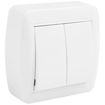 Doble conmutador 10AX 250V~. De superficie.