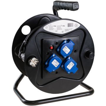 Enrollacable con 3 bases 2P+T 16A 250V~. 30 m de cable H05VV-F 3G2,5 mm².