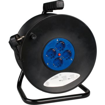 Enrollacable con 4 bases 2P+T, 16A 230V~. 50 m de cable H05VV-F 3G1,5 mm².