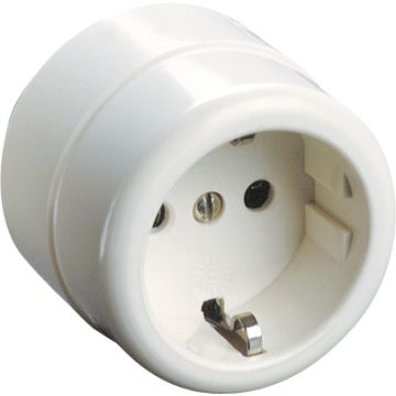 Base fija 2P+T, 16A 250V~. Color blanco.