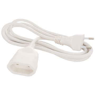 Prolongador 2P, 10A 250V~. Color blanco. 3 m de cable.