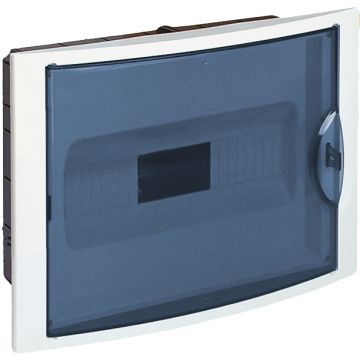 Caja de distribución de empotrar para 14 elementos. Puerta fumé.