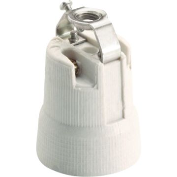Portalámparas E-27 de porcelana. Conexión con tornillos. 4A 250V.