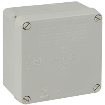 Caja estanca de conexión 110 x 100 x 60 mm sin conos. Color gris.