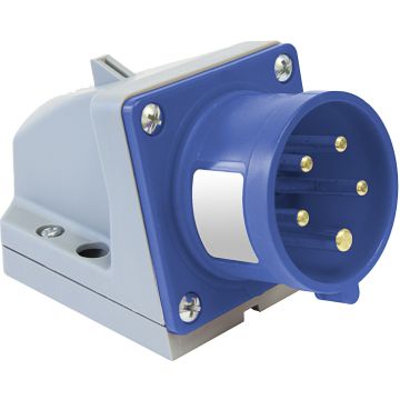 Clavija industrial mural 2P+T, 16A 230V~. IP44.