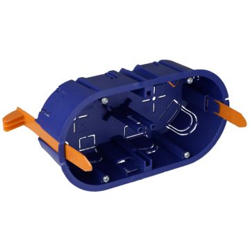 Caja de mecanismos de empotrar en tabique hueco. Para 2 elementos. Sistema de fijación mediante bridas.