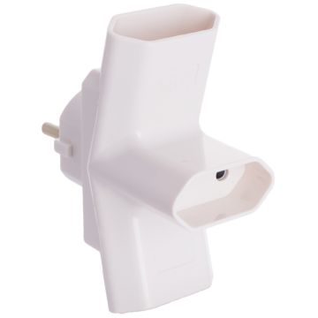 Adaptador triple 2P, 16A 250V~. Color blanco.