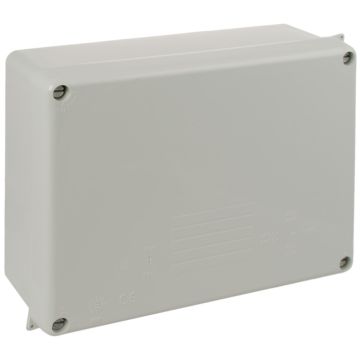 Caja estanca de conexión 220 x 170 x 80 mm sin conos. Color gris.