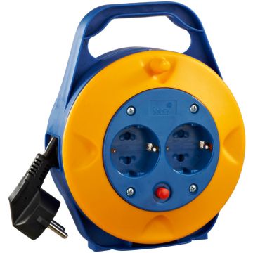 Enrollacable con 2 bases 2P+T, 16A 230V~. 4.5 m de cable H05VV-F 3G1, 5 mm².