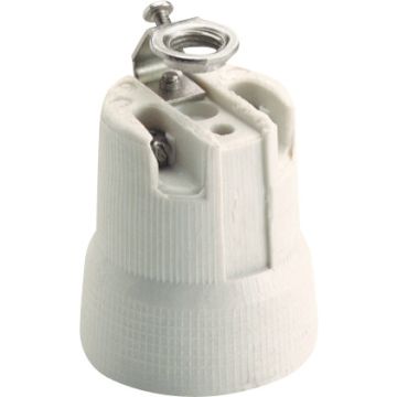 Portalámparas E-27 de porcelana. Conexión con tornillos. 4A 250V.