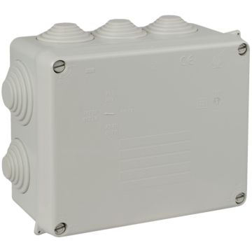 Caja estanca de conexión 160 x 135 x 70 mm con conos. Color gris.