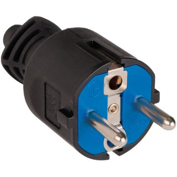 Clavija 2P+T, 16A 250V~.Caucho color negro