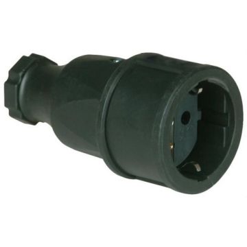 BASE ENCHUFE TIPO FRANCESA CON OBTURADOR 16A 250V CAUCHO TERMOPLÁSTICO NEGRO