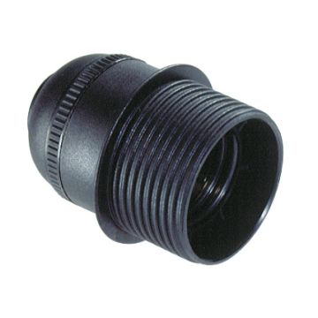 Portalámparas E-27. Conexión con tornillos. 4A 250V. Cuerpo roscado con tope.
