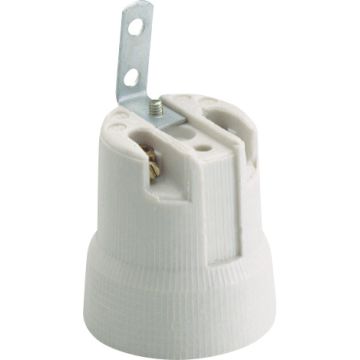Portalámparas E-27 de porcelana. Conexión con tornillos. 4A 250V.