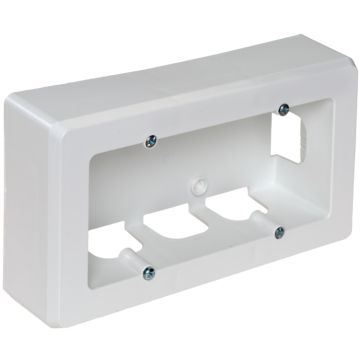 Caja de mecanismos de superficie para 2 elementos, 165 x 96 x 43 mm. Color blanco.
