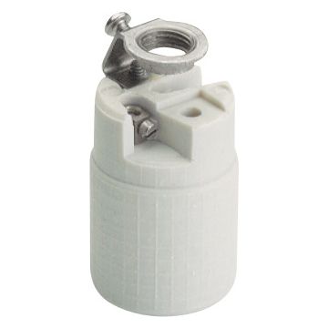 Portalámparas E-14 de porcelana. Conexión con tornillos. 2A 250V.