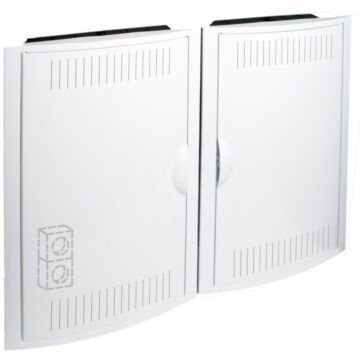 Registro de terminación de red. De empotrar. Con 2 bases 2P+T, 16A 250V~. Dimensiones para empotrar 688 x 526 x 86 mm