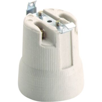 Portalámparas E-27 de porcelana. Conexión con tornillos. 4A 250V.