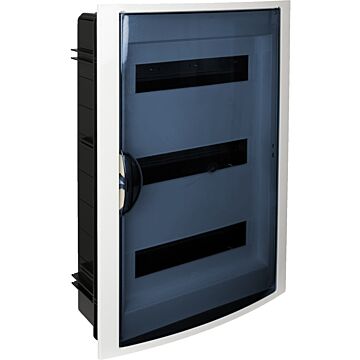 Caja de distribución de empotrar para 42 elementos. Puerta fumé.