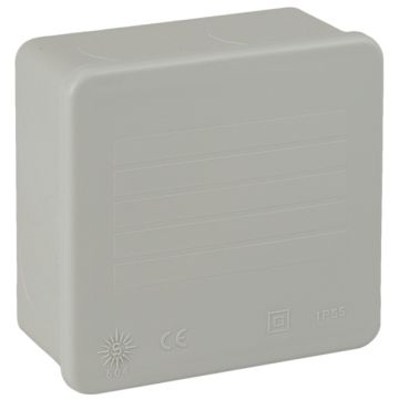 Caja estanca de conexión 80 x 80 x 35 mm sin conos. Color gris.