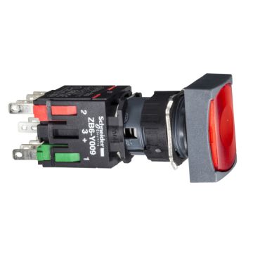 Pulsador Luminoso Rectangular Rojo Ø 16 - Pulsar-pulsar - 1nc - 24v
