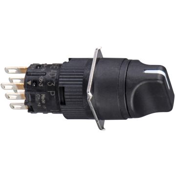 Round Black Selector Switch Ø16-projecting Handle 2 Positions-2co