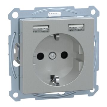 Schuko + 2 Cargador Usb 2,4a Eleg Alumin