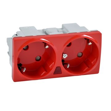 Base Doble 2p + Tt Lateral 16a 250v Piloto Unica Rojo