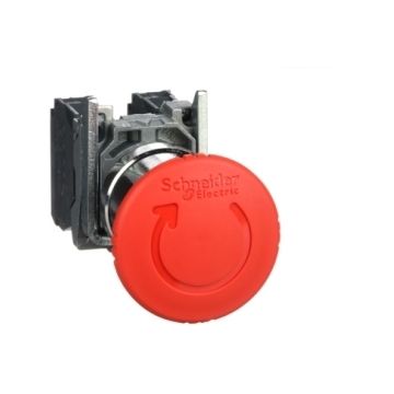 Seta De Emergencia Harmony Xb4 - Seta De Seguridad De Metal Roja Ø40, Ø22, Giro Del Gatillo Para Liberar, 1 No + 1 Nc
