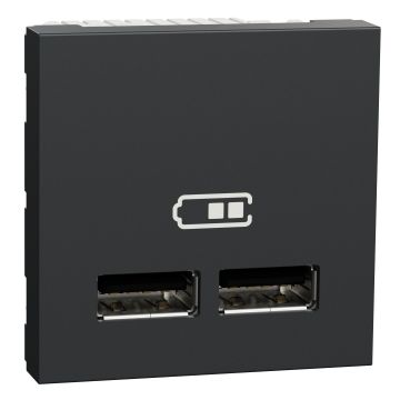 New Unica Cargador Doble Usb 2;1a 2 Mod. Antracita