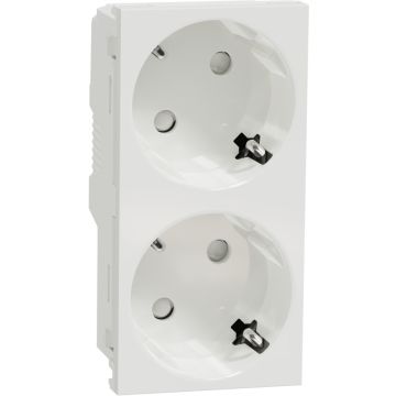 New Unica System+ - Enchufe 2p+t Doble (raptor) - Conexión Rápida Y Por Tornillos - Blanco